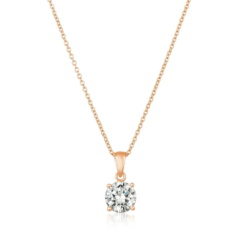 Royal Brilliant Cut Pendant Necklace Finished in 18kt Rose Gold