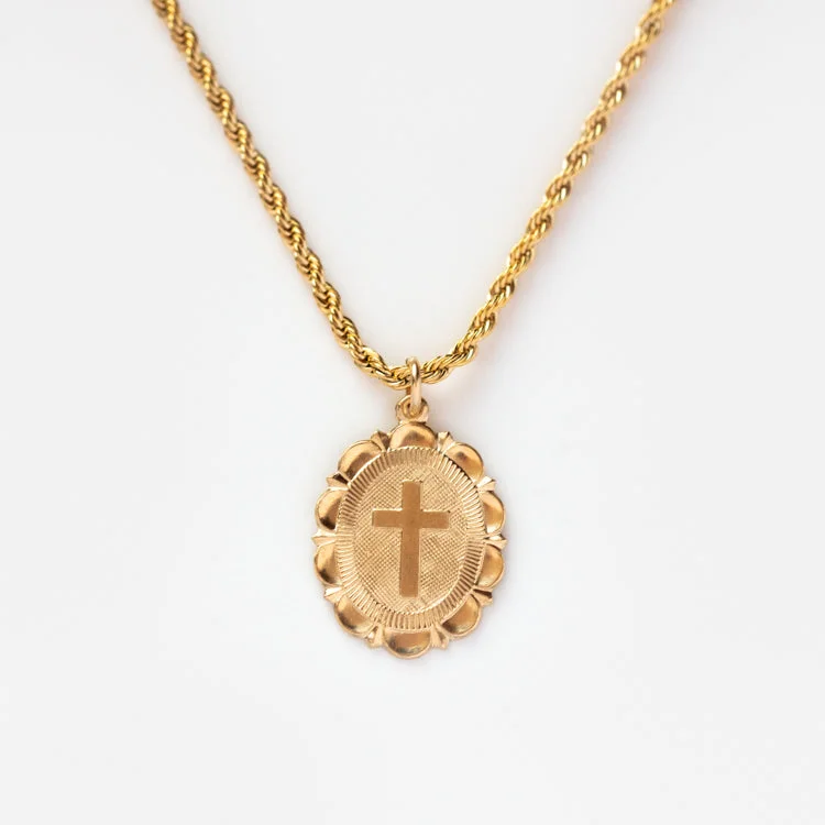 Scalloped Cross Necklace