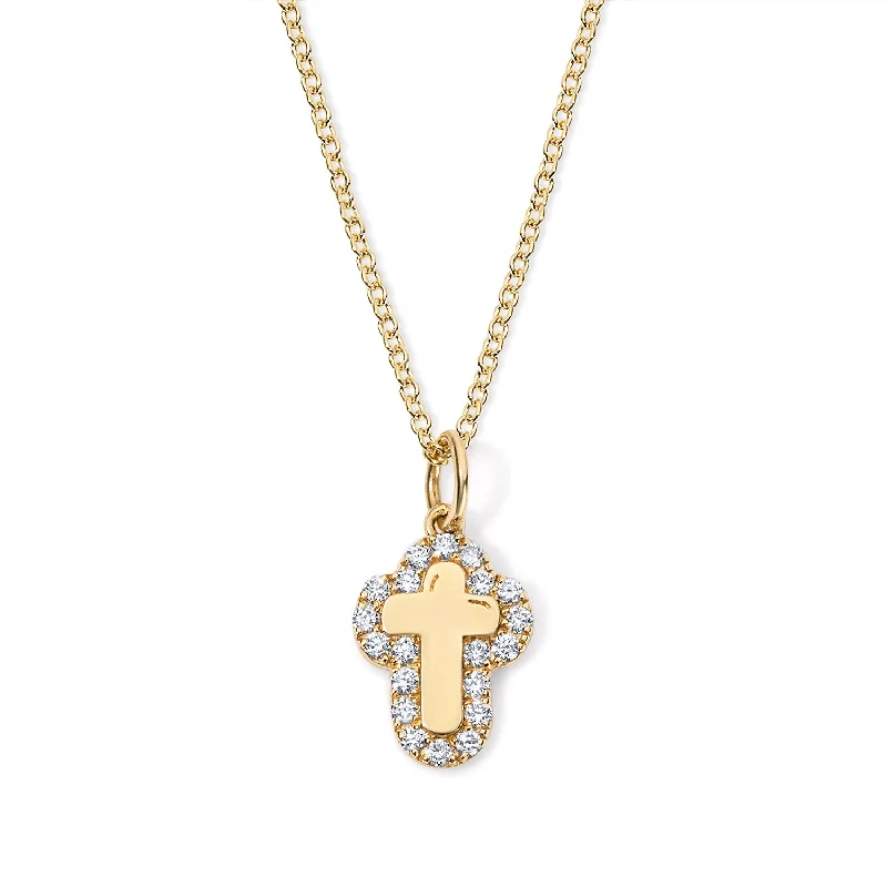 Small Bubble Cross Charm With Chain