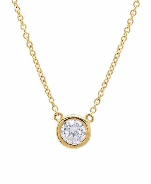 Solitaire Bezel Pendant Small Finished in 18kt Yellow Gold