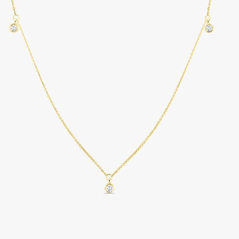 14k 5 Diamond Dangle Necklace