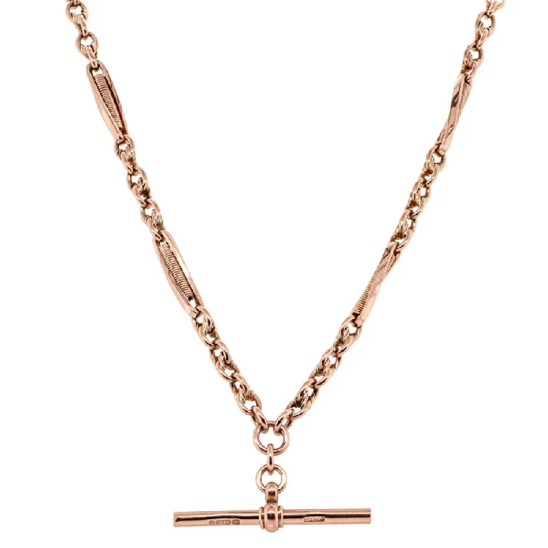 Vintage 9ct Rose Gold Albert Fob Chain