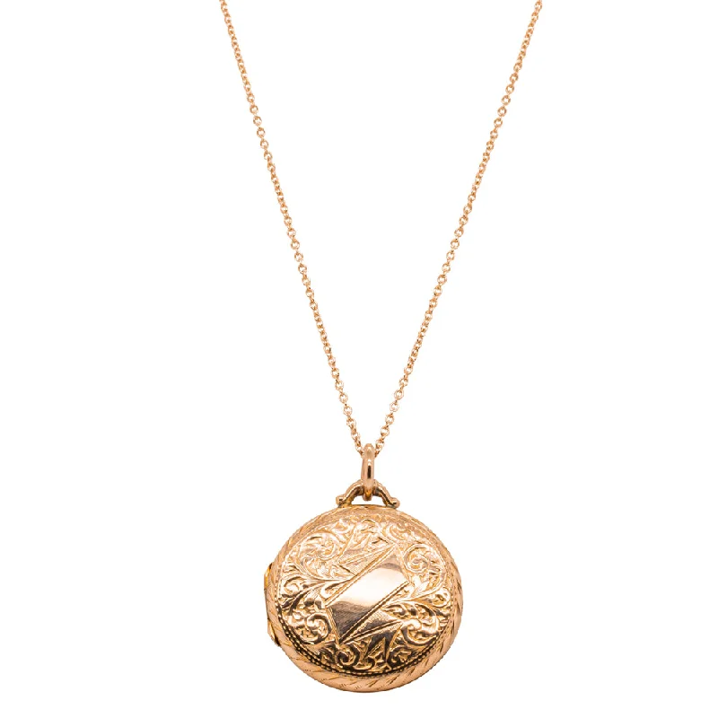 Vintage 9ct Rose Gold Engraved Round Locket