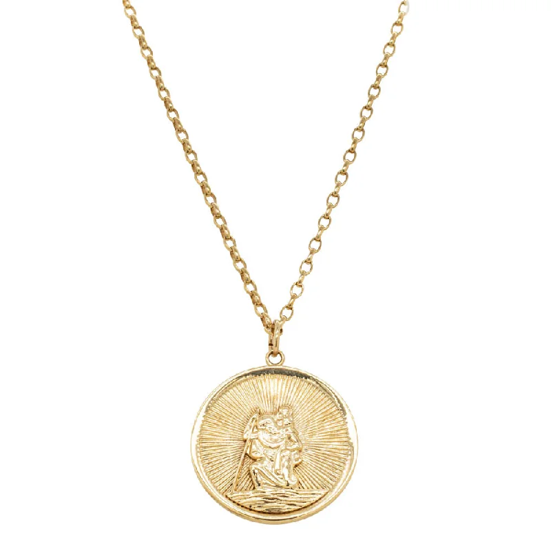 Vintage 9ct Yellow Gold St Christopher Medallion With Chain