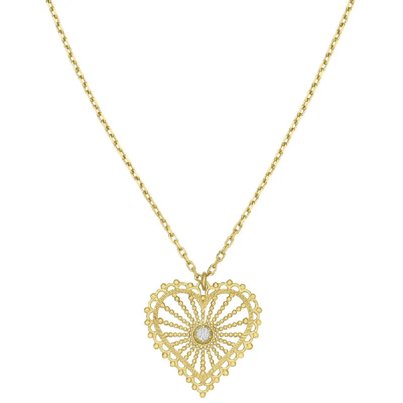 Zoe & Morgan Amor Necklace - Gold Plated & White Zircon