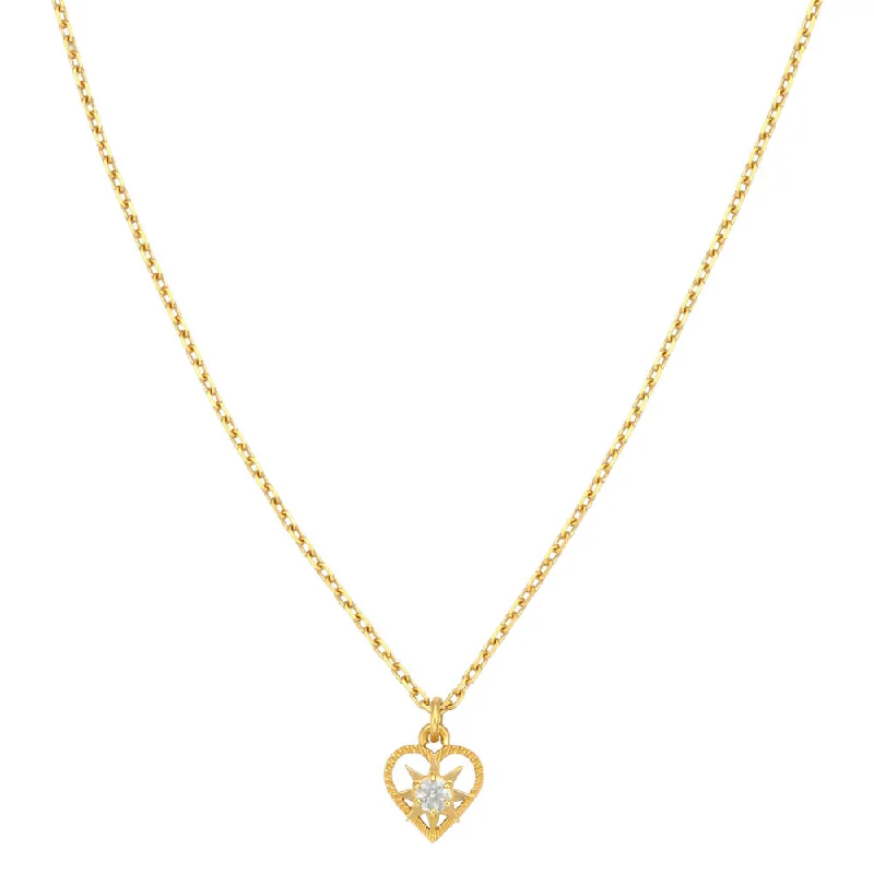 Zoe & Morgan Kind Heart Necklace - Gold Plated & White Zircon