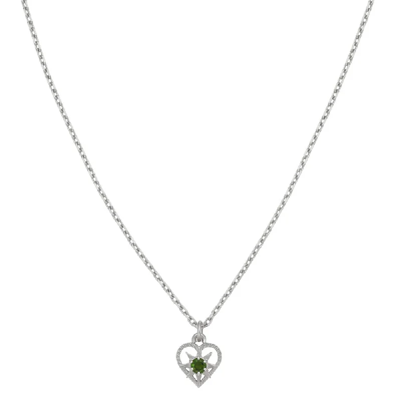 Zoe & Morgan Kind Heart Necklace  - Sterling Silver & Chrome Diopside