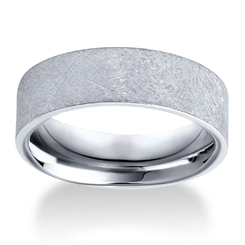 10k White Gold Men's 6mm Flat Brushed Wedding Band