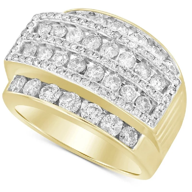 3Ct Men's Diamond Cluster Ring 10k Yellow Gold