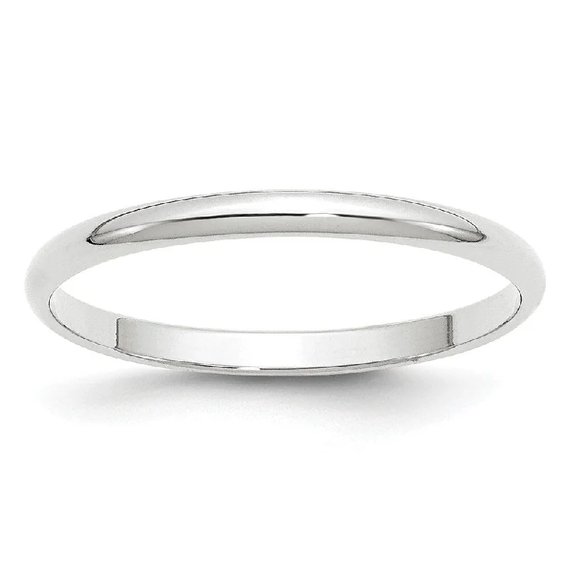 Amanda Rose Women's 10K White Gold 2mm Classic Plain Wedding Band