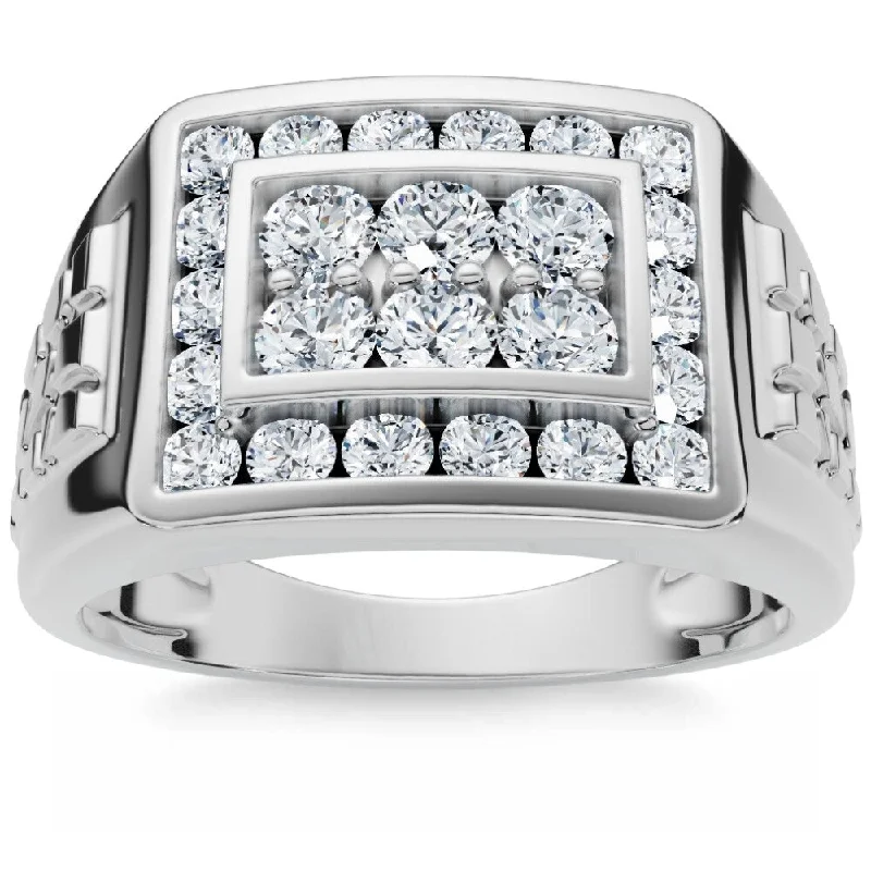 Men's 1Ct Diamond Nugget Ring Gold Lab Grown