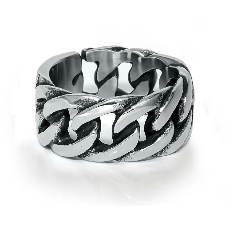 Men's Chain Link Biker RING Stainless Steel Retro Design Comfort Fit