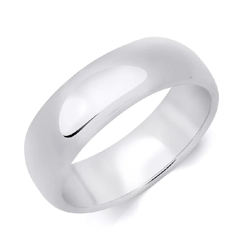 Men's Platinum Over Sterling Silver 7mm Comfort Fit Band Ring