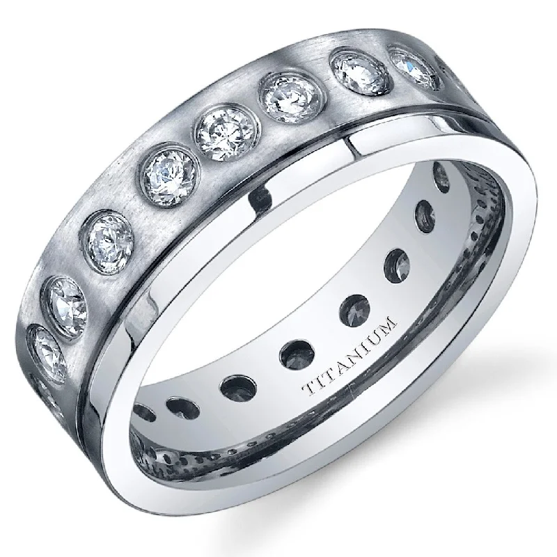 Men's Titanium Eternity Band, 7mm, Dual Polished, Comfort Fit