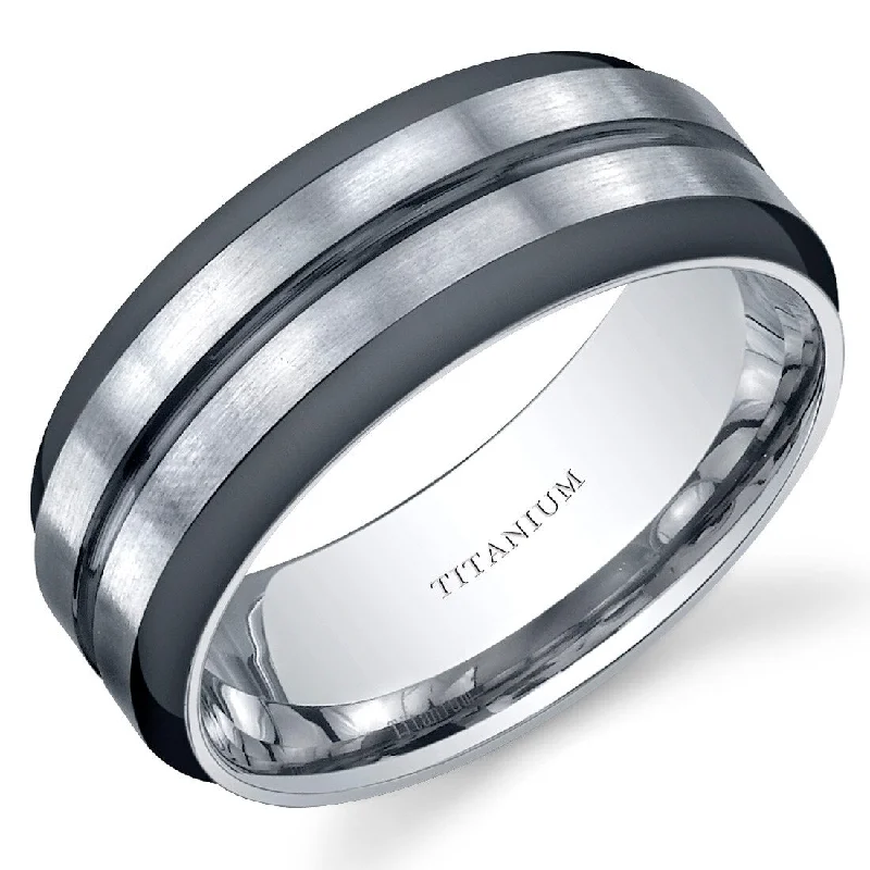 Men's Two-Tone Titanium Band, 8mm, Comfort Fit