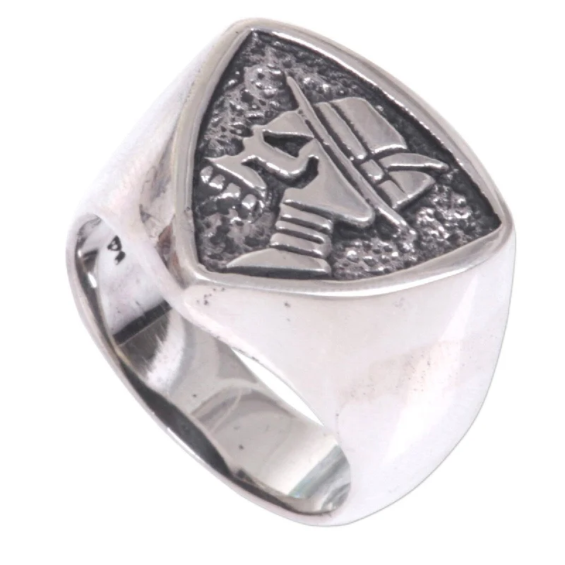 NOVICA Dapper Skull, Men's sterling silver signet ring