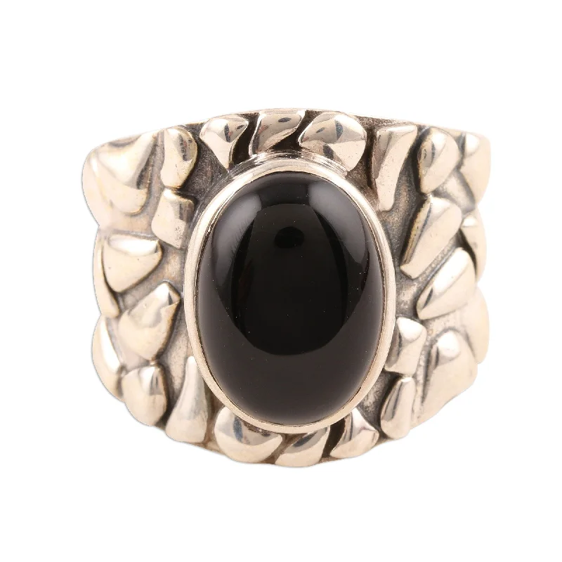 Novica Handmade Dark Clouds Men'S Onyx Ring