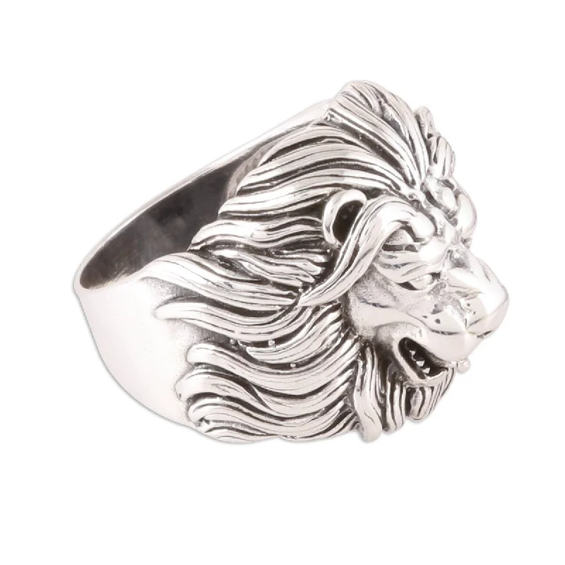 NOVICA King's Roar, Men's sterling silver ring