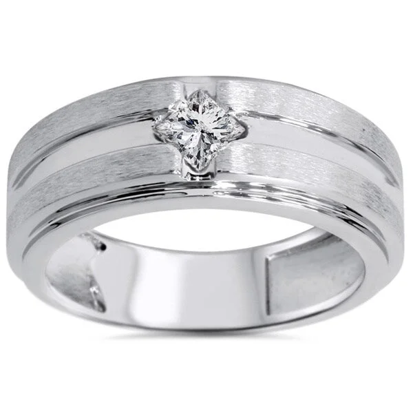 Pompeii3 14k White Gold 2/5ct TDW Men's Diamond Wedding Band (H-I, I1-I2)