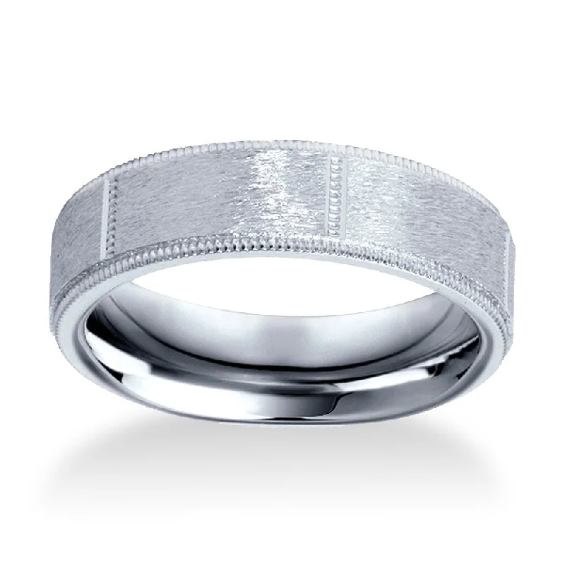 Pompeii3 Men's 10k White Gold 6mm Brushed Comfort Fit Wedding Band