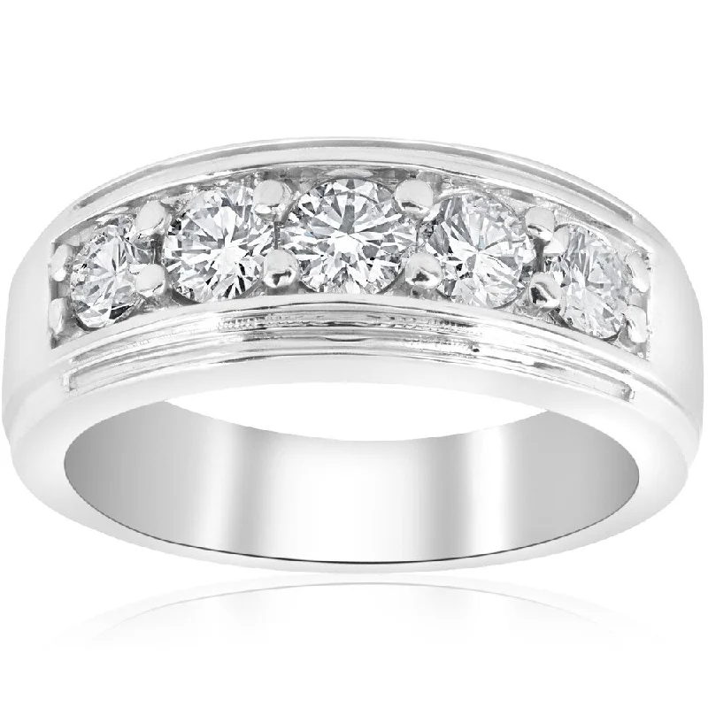 Pompeii3 Platinum Men's 1ct TDW Diamond Wedding Band