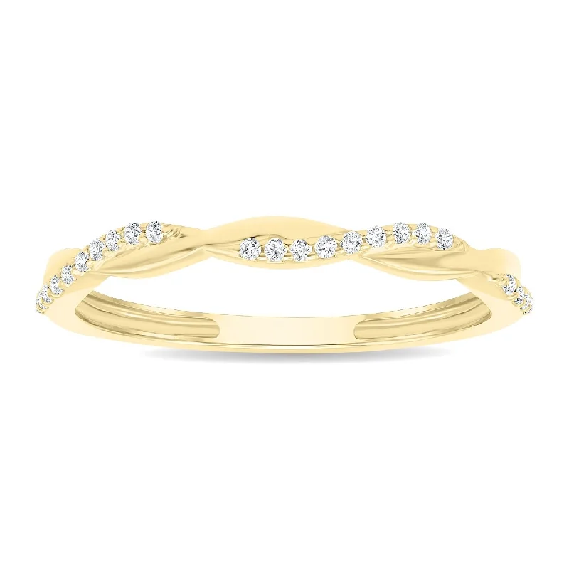 Women's 1/10 Carat TW Diamond Braided Wedding Band in 10K Yellow Gold